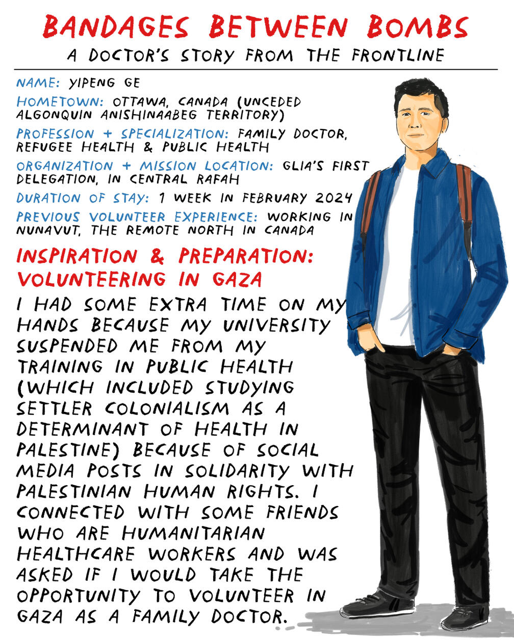 Part of illustration series documenting volunteer medics in war zone.